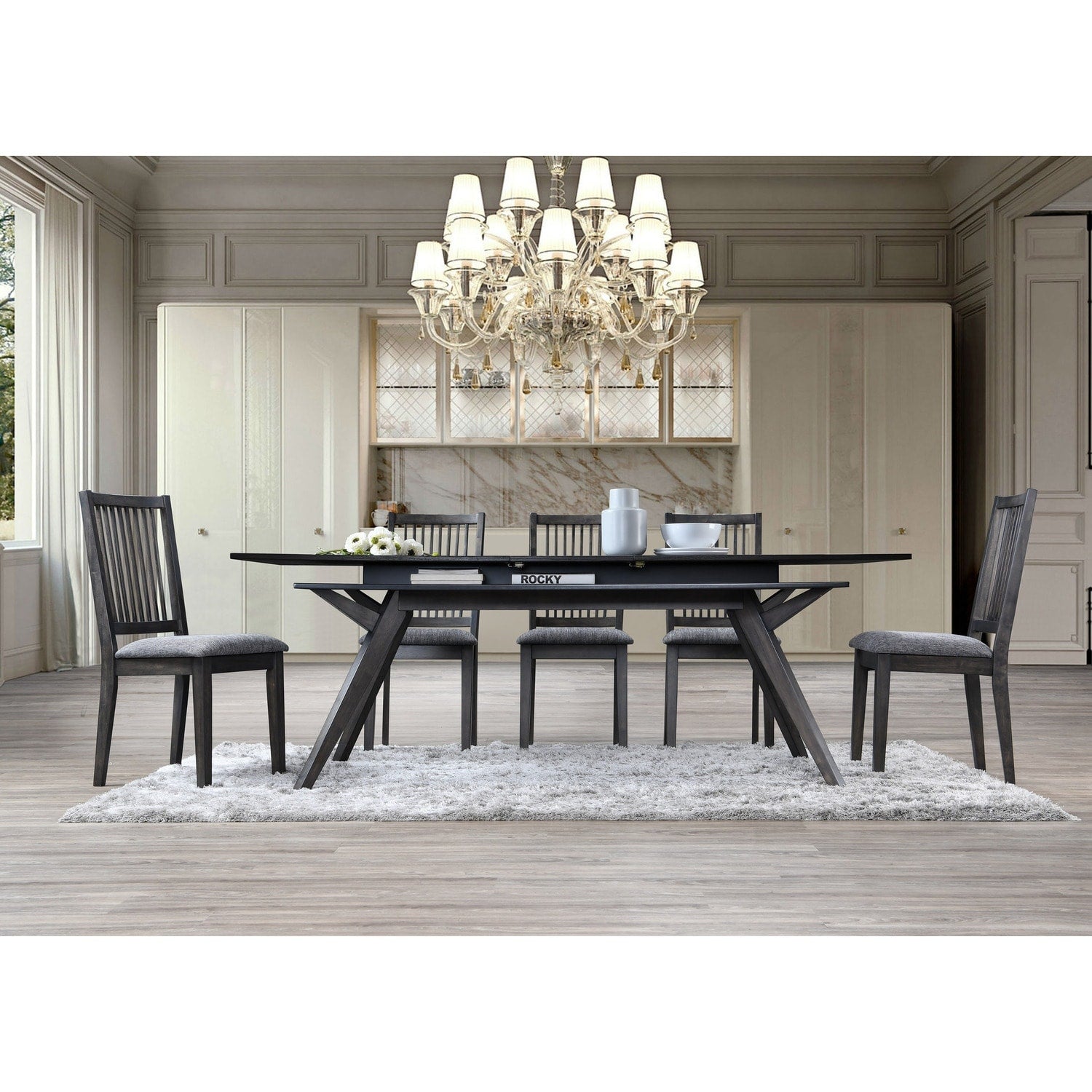 38 In.H Gray Finish High Slat Back Armless Dining Chair With Wood Seat Material