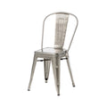 38 In.H Gray Finish High Slat Back Armless Dining Chair With Wood Seat Material