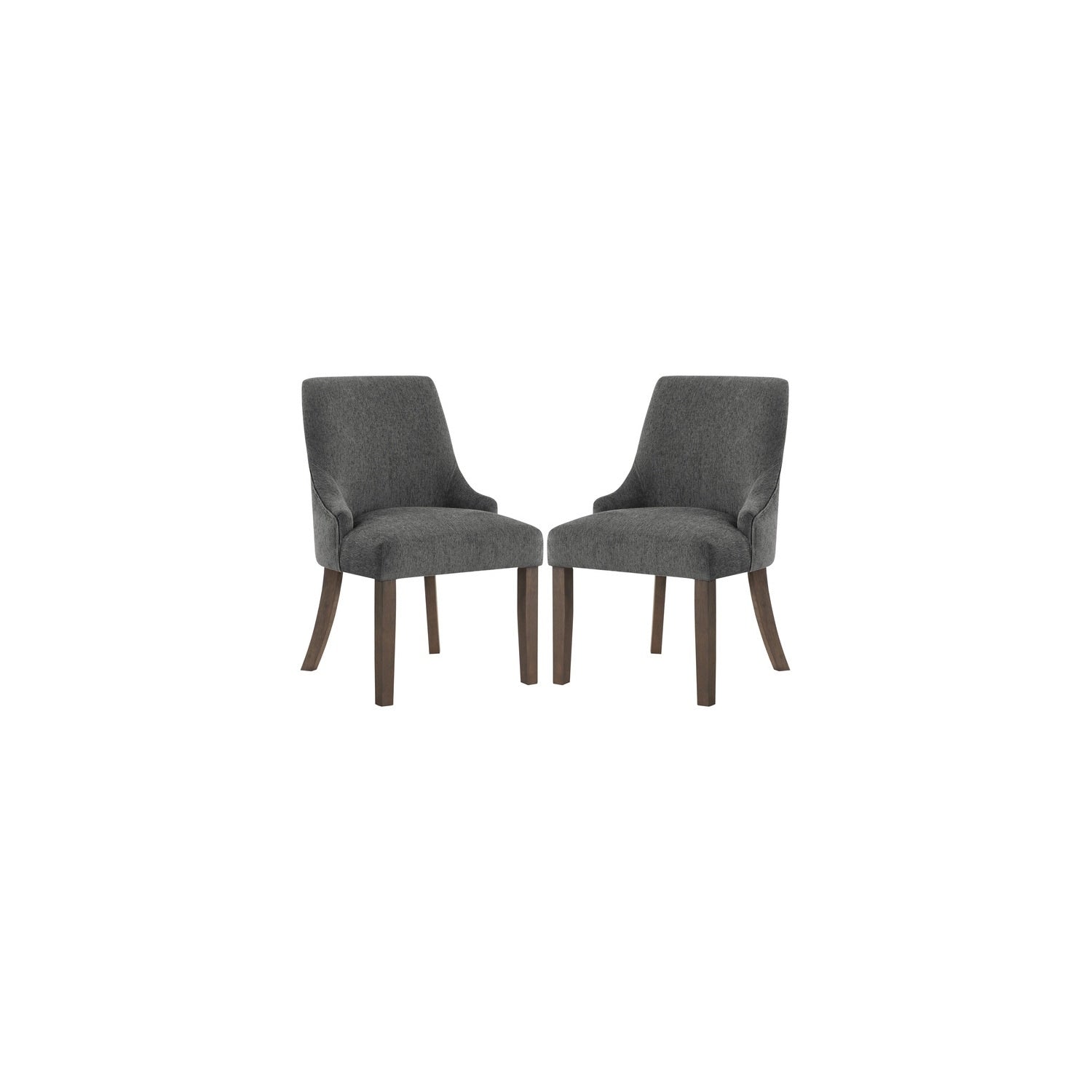 38 In.H Gray Finish High Solid Back Armless Dining Chair With Fabric Seat Material