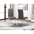 38 In.H Gray Finish High Solid Back Armless Dining Chair With Faux Leather Seat Material