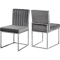 38 In.H Gray Finish High Upholstered Back Armless Dining Chair With Velvet Seat Material