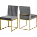 38 In.H Gray Finish High Upholstered Back Armless Dining Chair With Velvet Seat Material