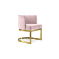 38 In.H Pink Finish High Open Back Armless Dining Chair With Velvet Seat Material