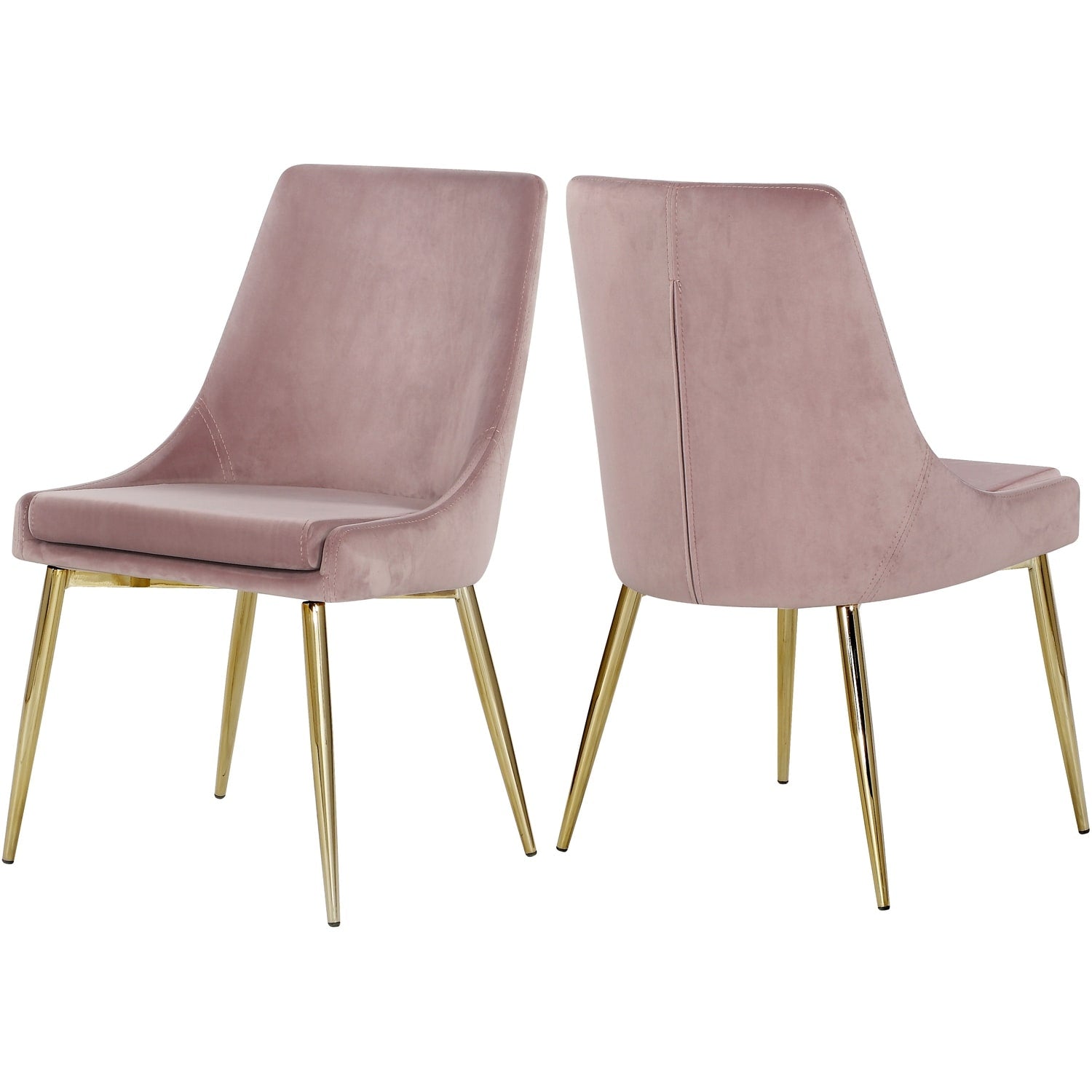 38 In.H Pink Finish High Slat Back Armless Dining Chair With Velvet Seat Material