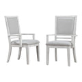 38 In.H White Finish High Slat Back Armrest Dining Chair With Polyester Seat Material