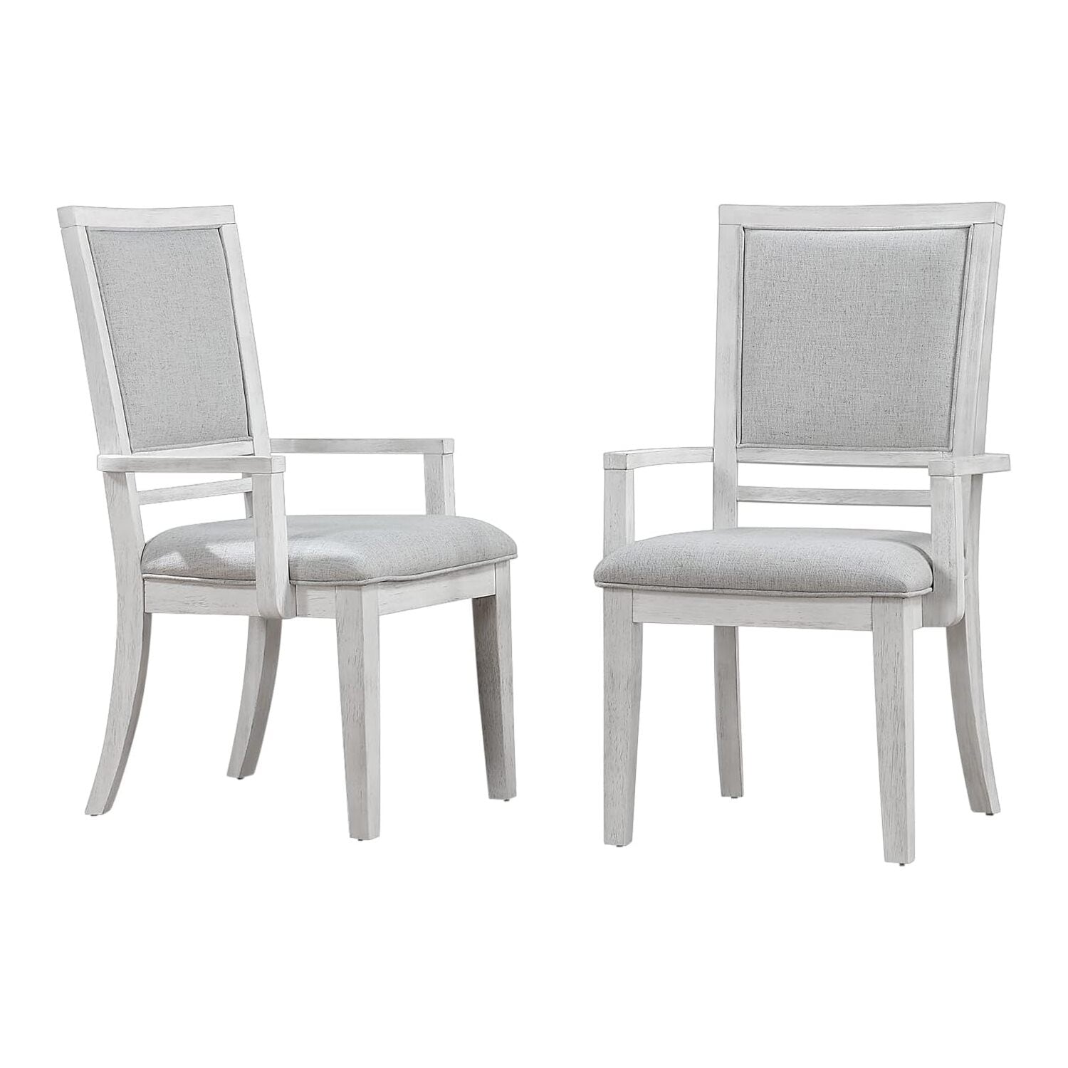 38 In.H White Finish High Slat Back Armrest Dining Chair With Polyester Seat Material