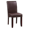 38.25 In.H Brown Finish High Upholstered Back Armless Dining Chair With Faux Leather Seat Material