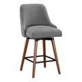 38.25 In.H Gray Finish Low Back Wood Frame Barstool Polyester Seat Set Of 1 39.75