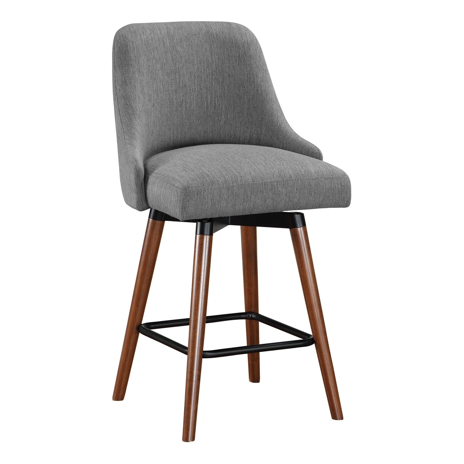 38.25 In.H Gray Finish Low Back Wood Frame Barstool Polyester Seat Set Of 1 39.75