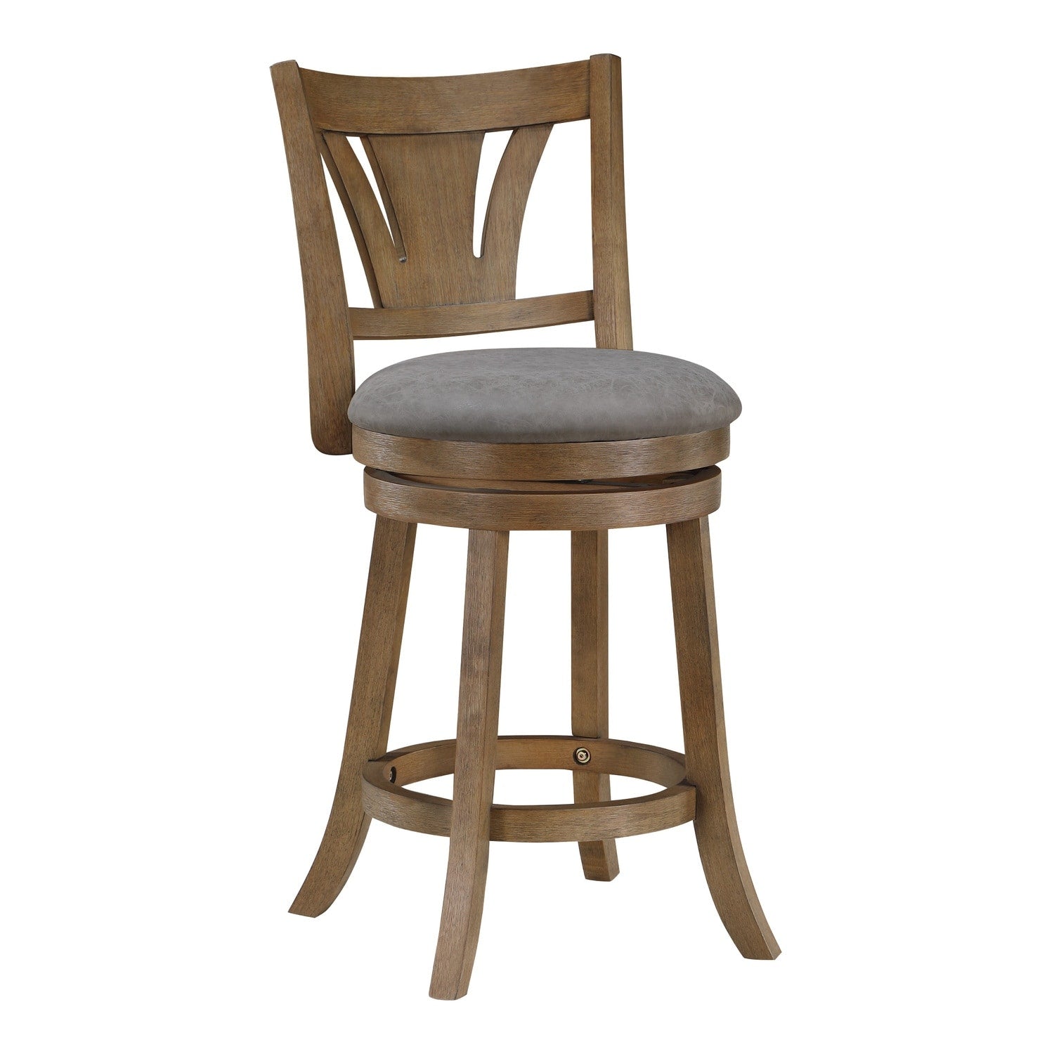 38.5 In.H Clear Finish Low Back Wood Frame Barstool Leather Seat Set Of 1 40