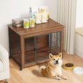 38.6 Dog Crate Furniture With Wheels For Small Dogs Heavy Duty Dog Kennel Indoor With 2 Doors Wooden Pet Cage End Table