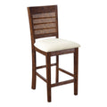 38.75 In.H Brown Finish Low Back Wood Frame Barstool Polyester Seat Set Of 2 40.25