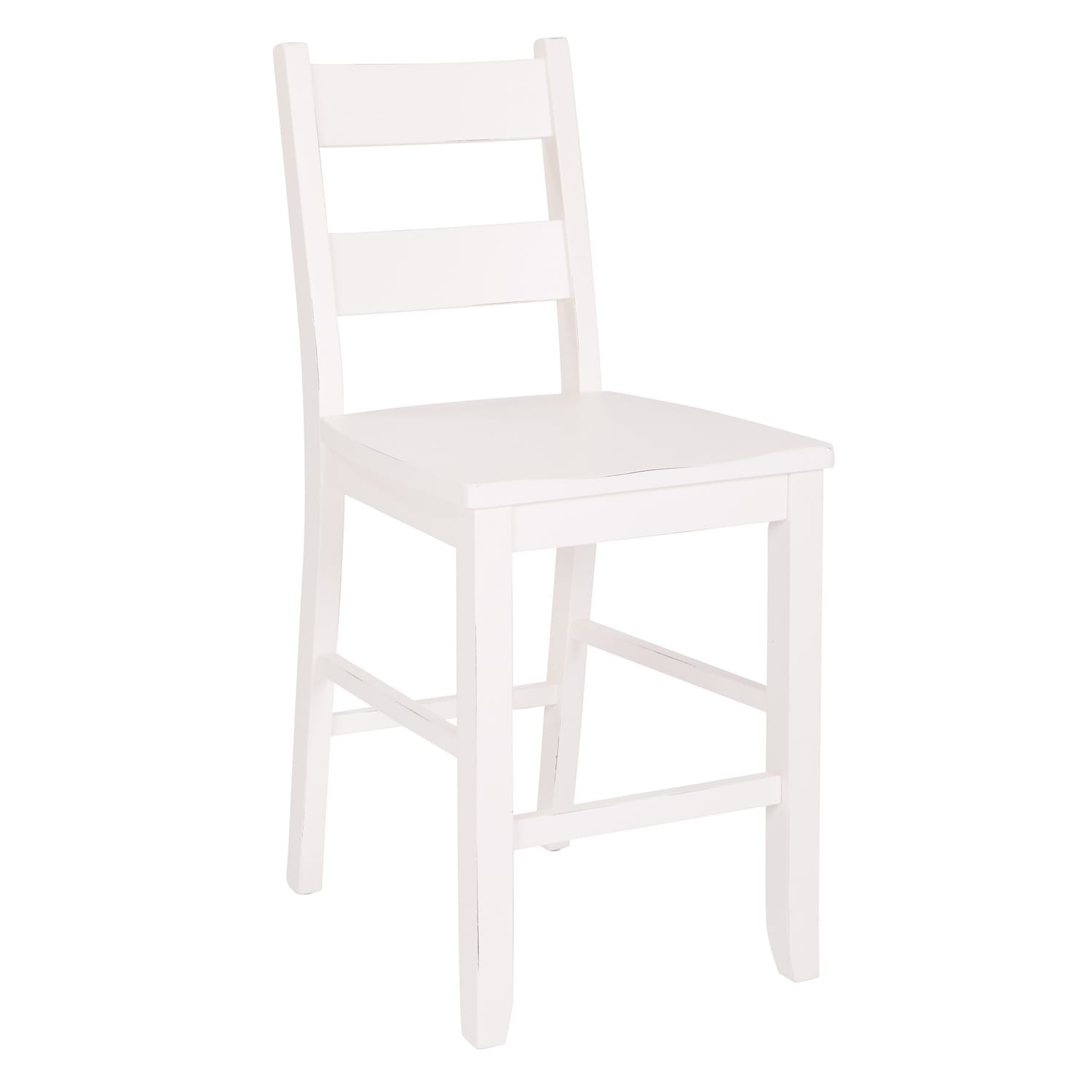 38.75 In.H White Finish Low Back Wood Frame Barstool Wood Seat Set Of 1 40.25