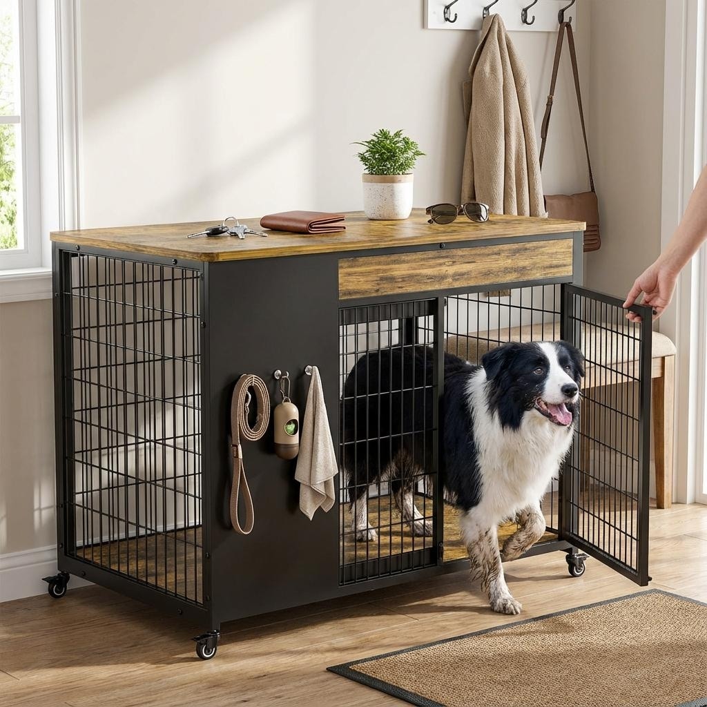 38 2 Door Dog Crate Furniture For Medium Large Breed