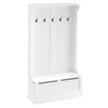 38 White 3 In 1 Hall Tree Storage Bench Coat Rack Shoe Storage