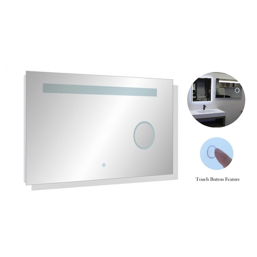 39 1 2 X 23 1 4 Wall Mount Led Bathroom Mirror Touch Button Dual Light With Magnifier