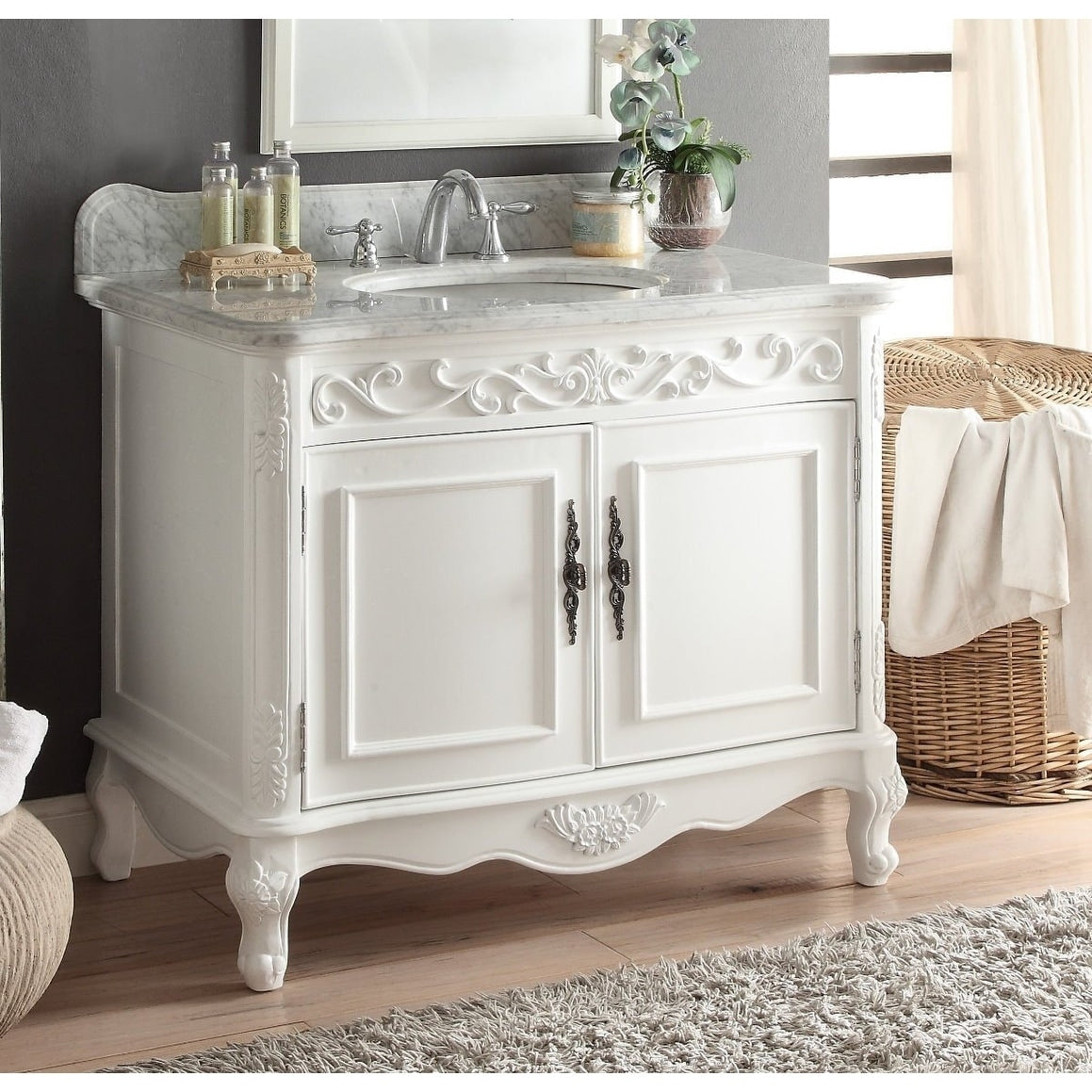 39 Benton Collection Carbone Classic White Bathroom Sink Vanity