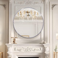 39 Inch Silver Metal Framed Round Bathrrom Mirror For Wall