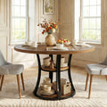 39 Inch Small Round Dining Table For 2 4 People 3 Tier Round Pedestal Dining Table With Srorage For Kitchen Dining Room