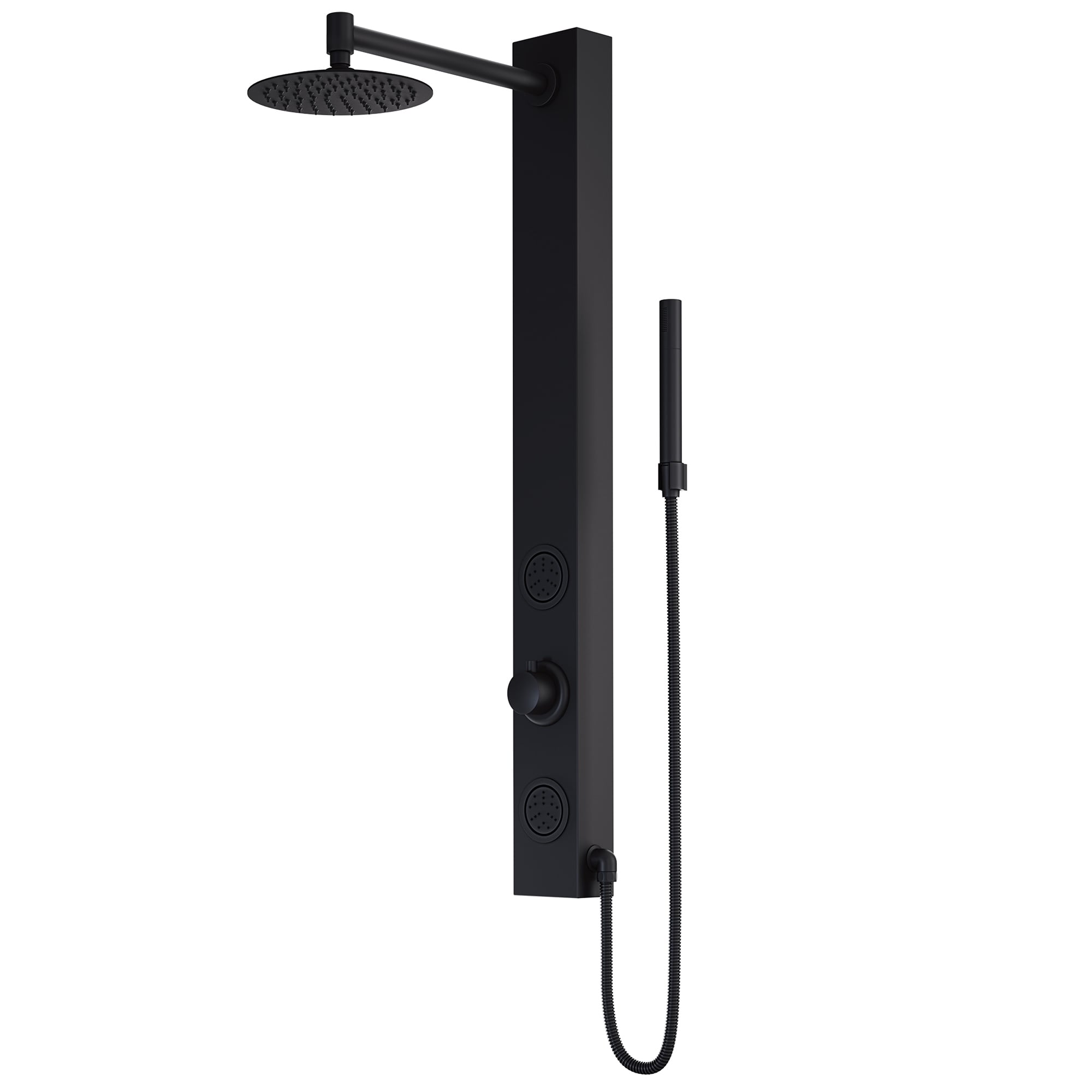 39 In Gardenia Matte Black Retro Fit 2 Spray Massage Jet Shower Panel System