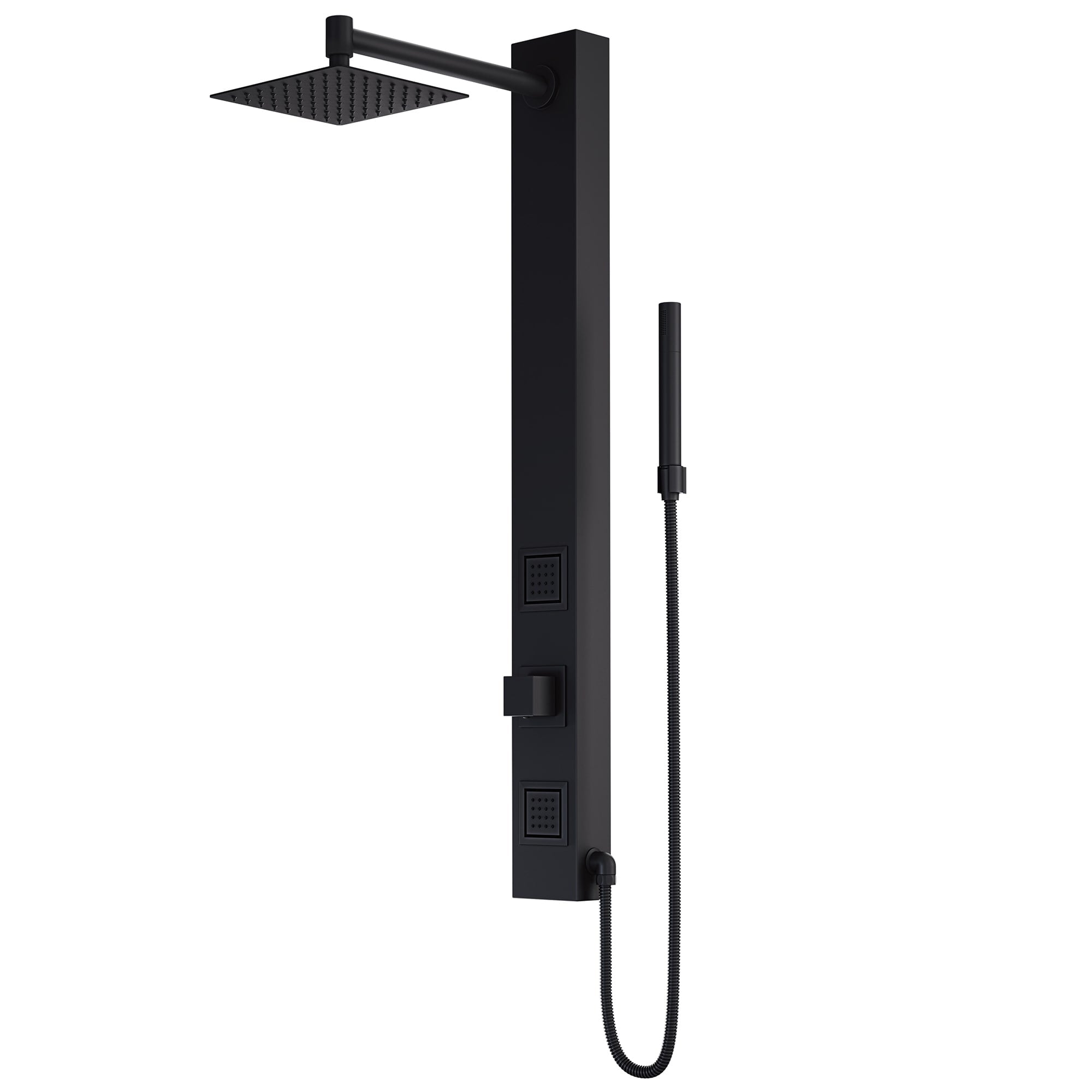 39 In Orchid Matte Black Retro Fit 2 Spray Massage Jet Shower Panel System