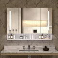 39 X 28 Inch Led Lighted Medicine Cabinet With Mirror Aluminum Wall Mounted Bathroom Cabinet With Anti Fog And Storage