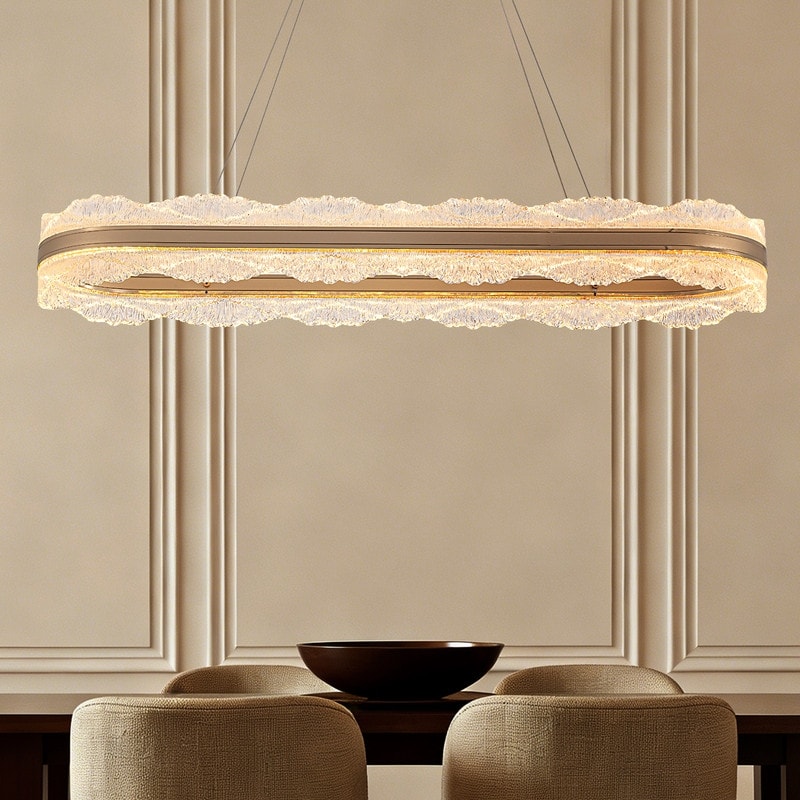 39.3 In Modern Luxury Linear Pendant Light Dimmable Gold Rectangle Led Dining Room Chandelier 39.3Inch
