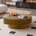 39.37 Round Coffee Table With Storage Solid Wood Veneered Modern Accent Table For Living Room Or Bedroom