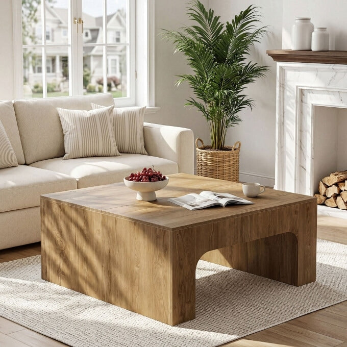 39.37 Square Coffee Table Wooden Living Room Center Table