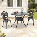 39.37In Round Black Cast Aluminum Outdoor Dining Table 2 Outdoor Dining Chairs Without Cushion