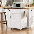 39.3 Farmhouse Kitchen Island With Drop Leaf Towel Rack Rolling Cart