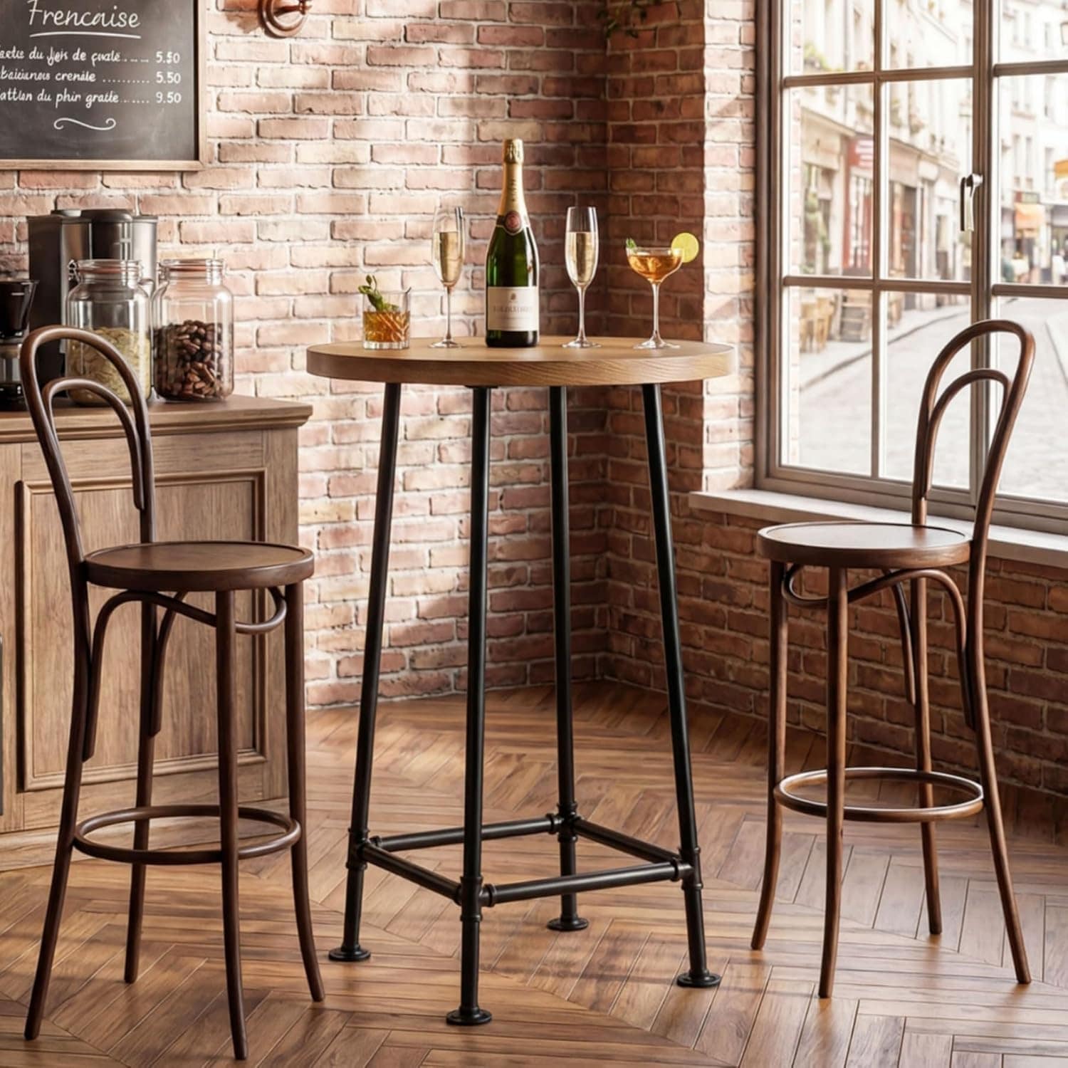 39.4 Bar Table Round High Top Pub Table Small Drink Cocktail Table For Bistro Kitchen Dining Room