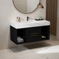 39.4 Engineered Wood Water Resistant Wall Mounted Bathroom Vanity With Ceramic Sink 2 Drawers And Soft Close System