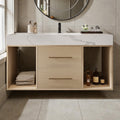 39.4 Floating Bathroom Vanity With Ceramic Sink White Sintered Stone Top Wall Mounted Cabinet With 2 Soft Close Drawers