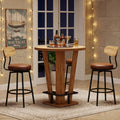 39.4 H Circle High Top Bistro Pub Table With Metal Footrest For Small Spaces 31.5 L X 31.5 W X 39.4 H