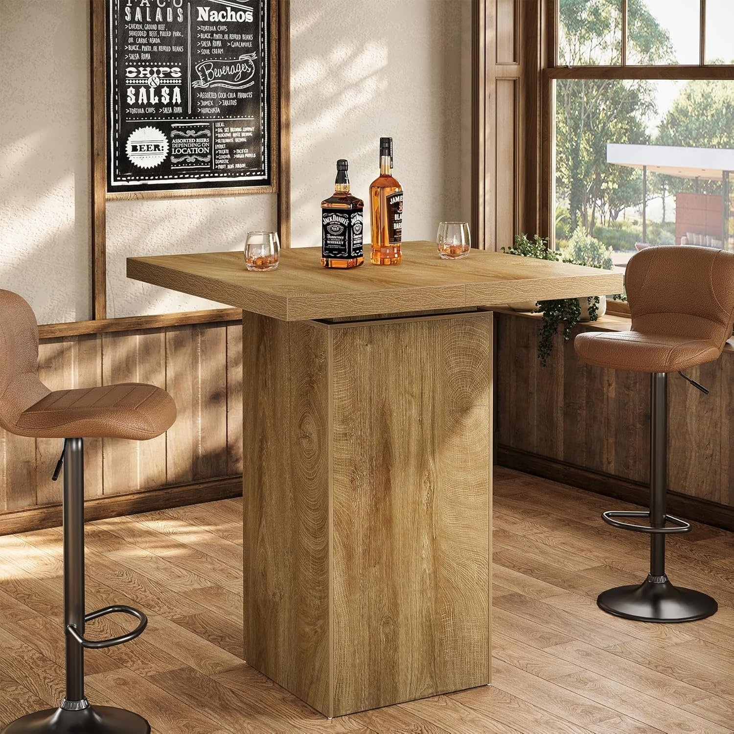 39.4 High Square Counter Height Bar Table Bistro Pub Cocktail Table 31.10 W X 31.10 D X 39.37 H