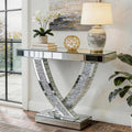 39.4 Mirrored X Base Console Table With Crushed Diamond