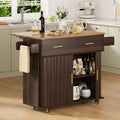 39.4 Rolling Kitchen Island With Drop Leaf Countertop Mobile Kitchen Cart With Sliding Door Drawers Spice Rack