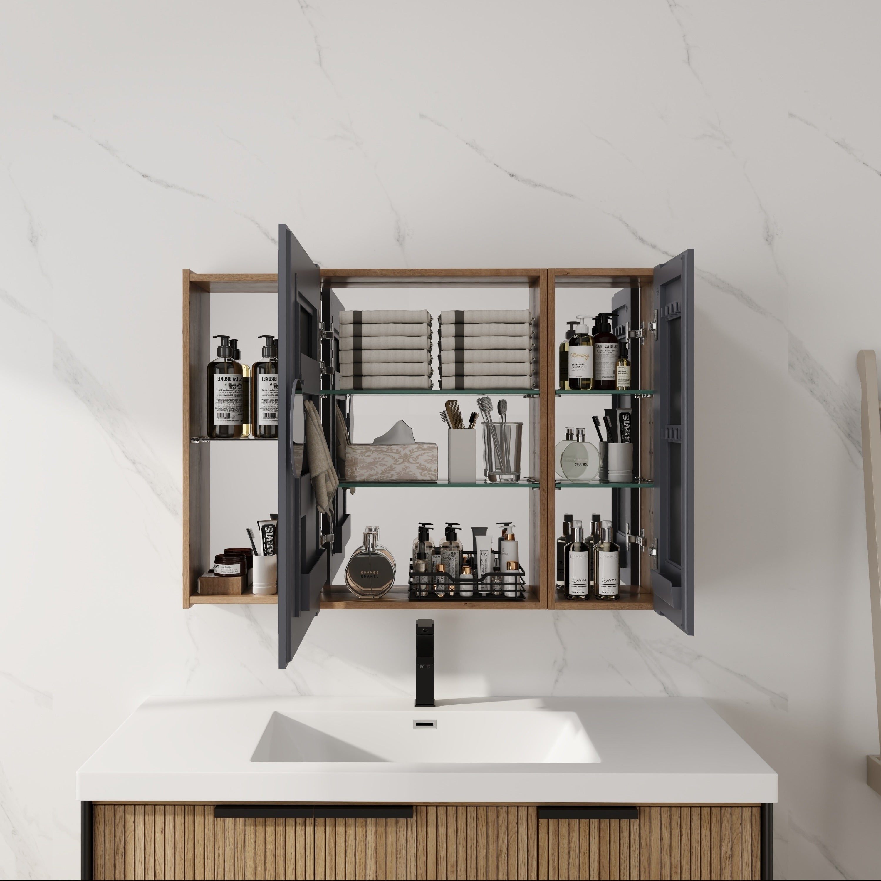 39.4 Bathroom Mirror Cabinet With Storage Combination Wall Mounted Medicine Cabinet With Soft Close Door Adjustable Shelves