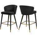 39.5 In.H Black Finish Low Back Metal Frame Barstool Velvet Seat Set Of 2 41