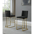 39.5 In.H Black Finish Low Back Metal Frame Barstool Velvet Seat Set Of 2 41