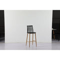 39.5 In.H Black Finish Low Back Metal Frame Barstool Wood Seat Set Of 1 41