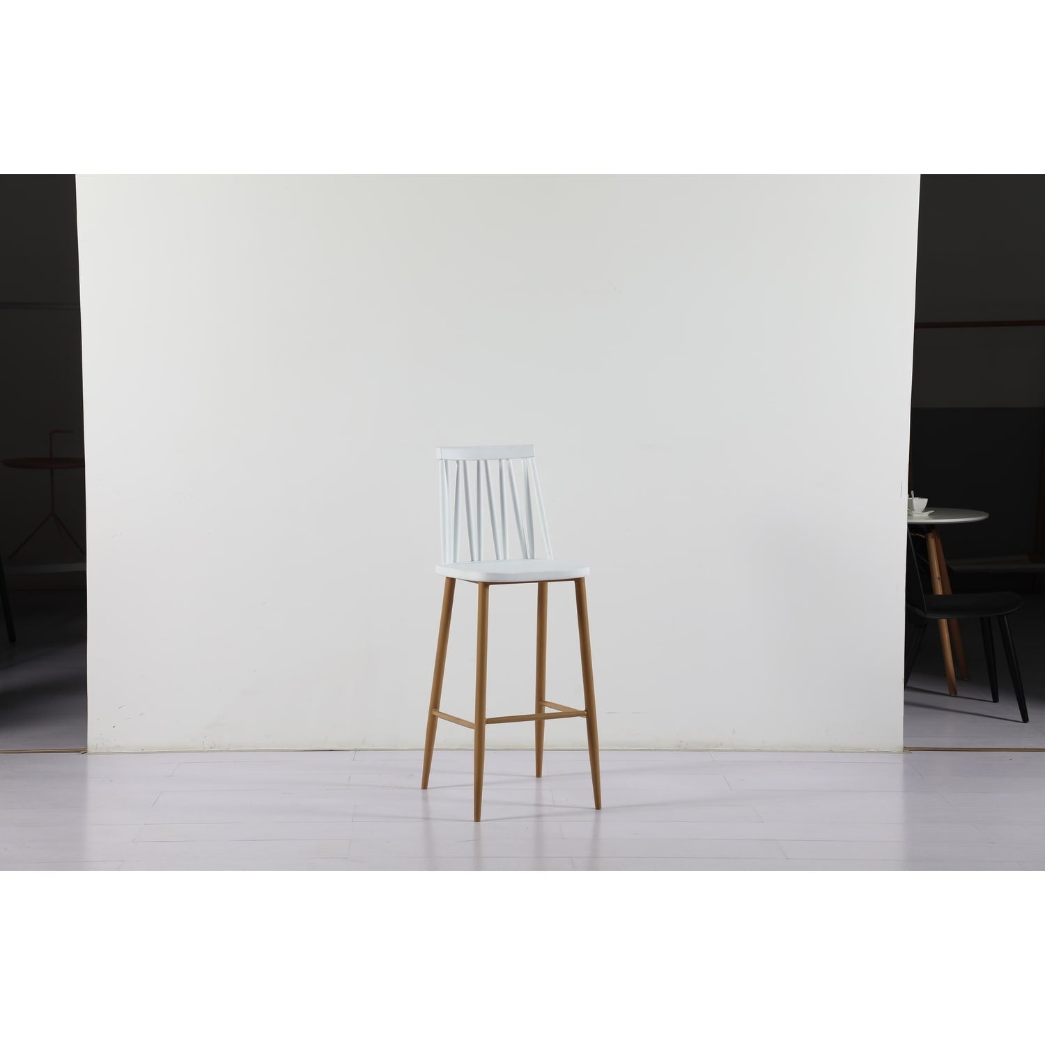 39.5 In.H Black Finish Low Back Metal Frame Barstool Wood Seat Set Of 1 41