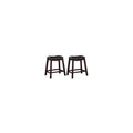 39.5 In.H Black Finish Low Back Wood Frame Barstool Leather Seat Set Of 2 41