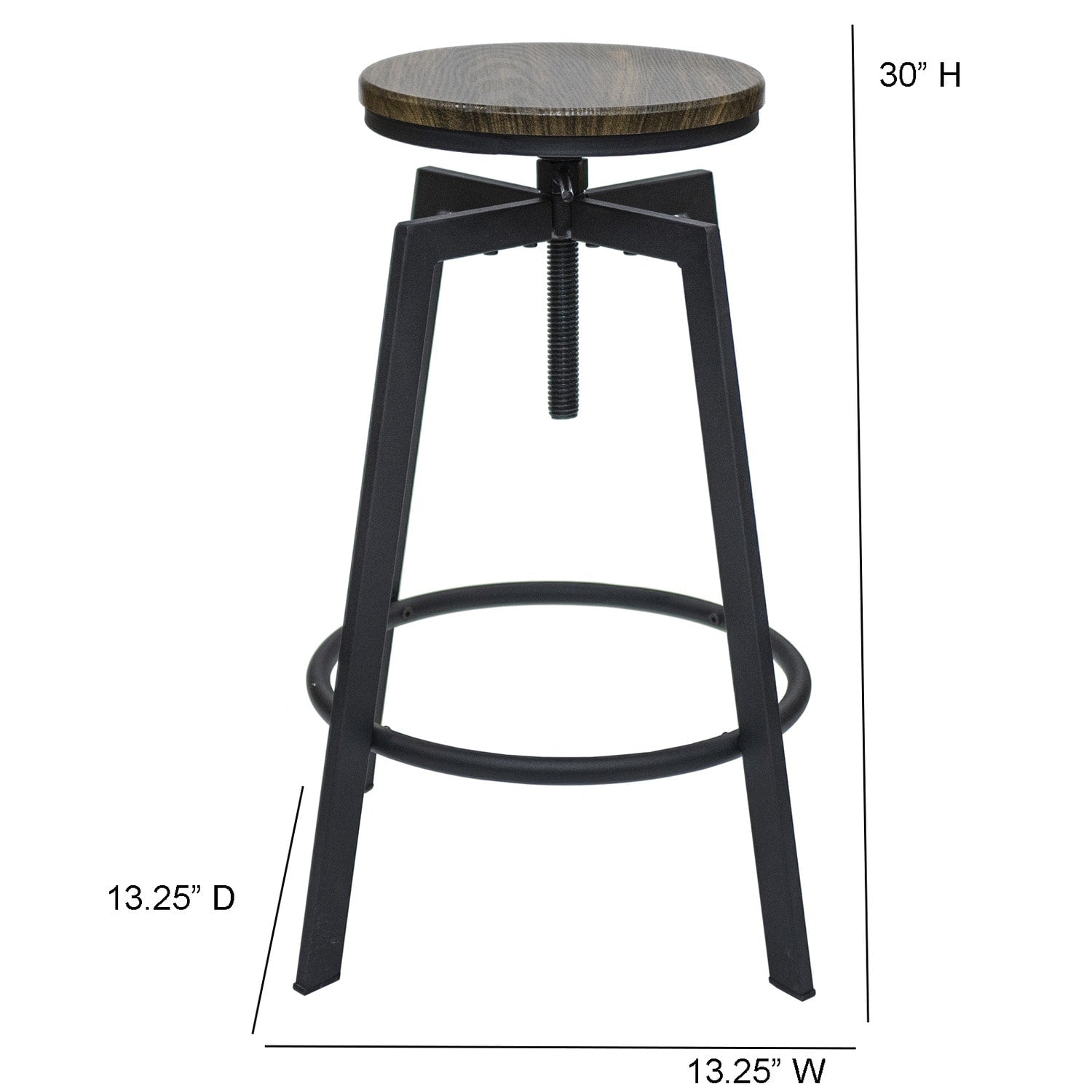 39.5 In.H Black Finish Low Back Wood Frame Barstool Wood Seat Set Of 2 41