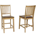 39.5 In.H Brown Finish Low Back Wood Frame Barstool Wood Seat Set Of 2 41