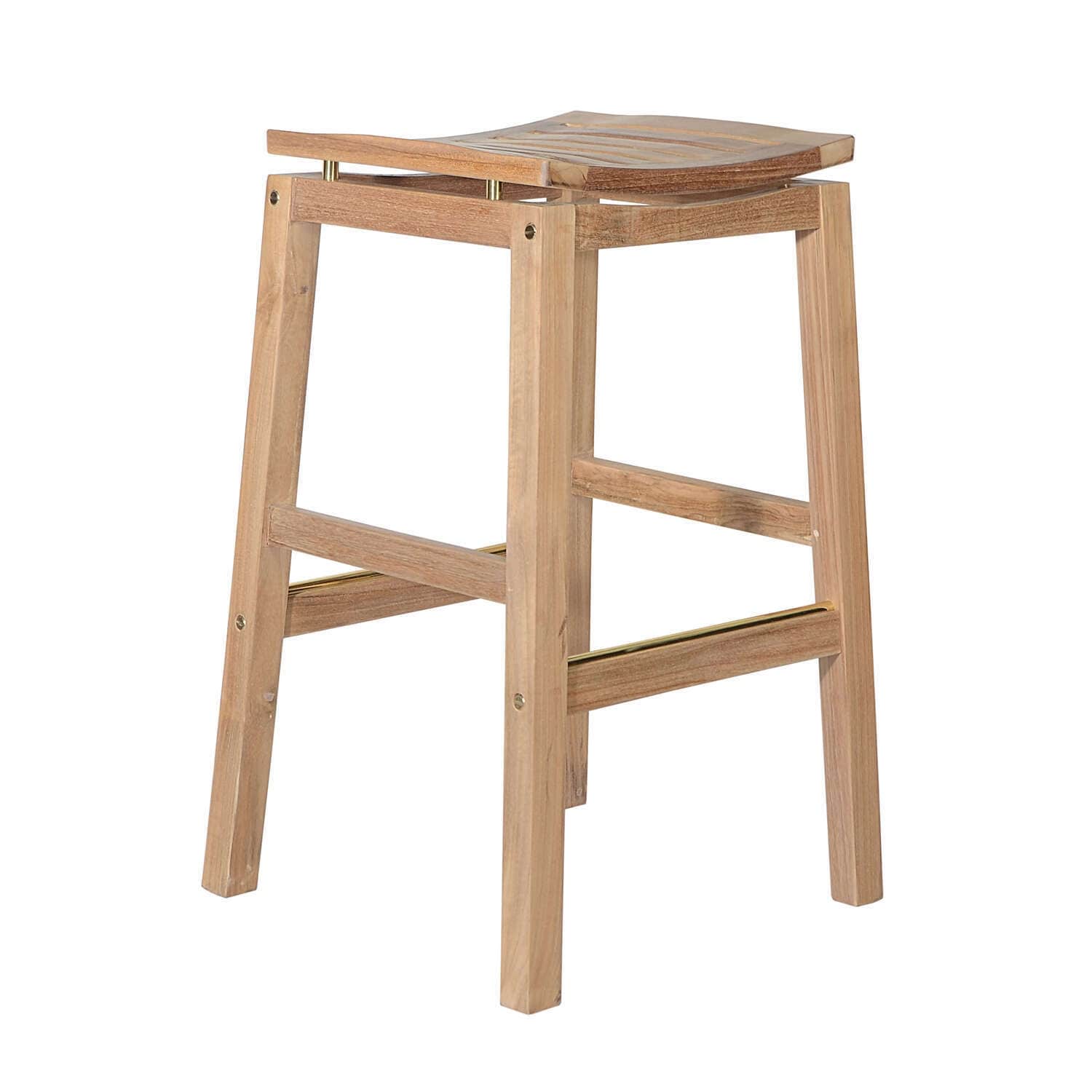 39.5 In.H Clear Finish Low Back Wood Frame Barstool Wood Seat Set Of 1 41