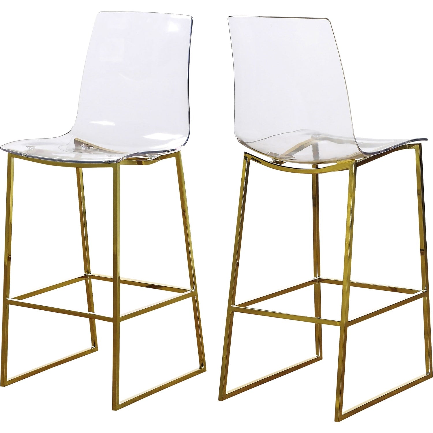 39.5 In.H Gold Finish Low Back Metal Frame Barstool Wood Seat Set Of 2 41