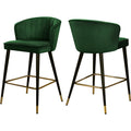 39.5 In.H Green Finish Low Back Metal Frame Barstool Velvet Seat Set Of 2 41