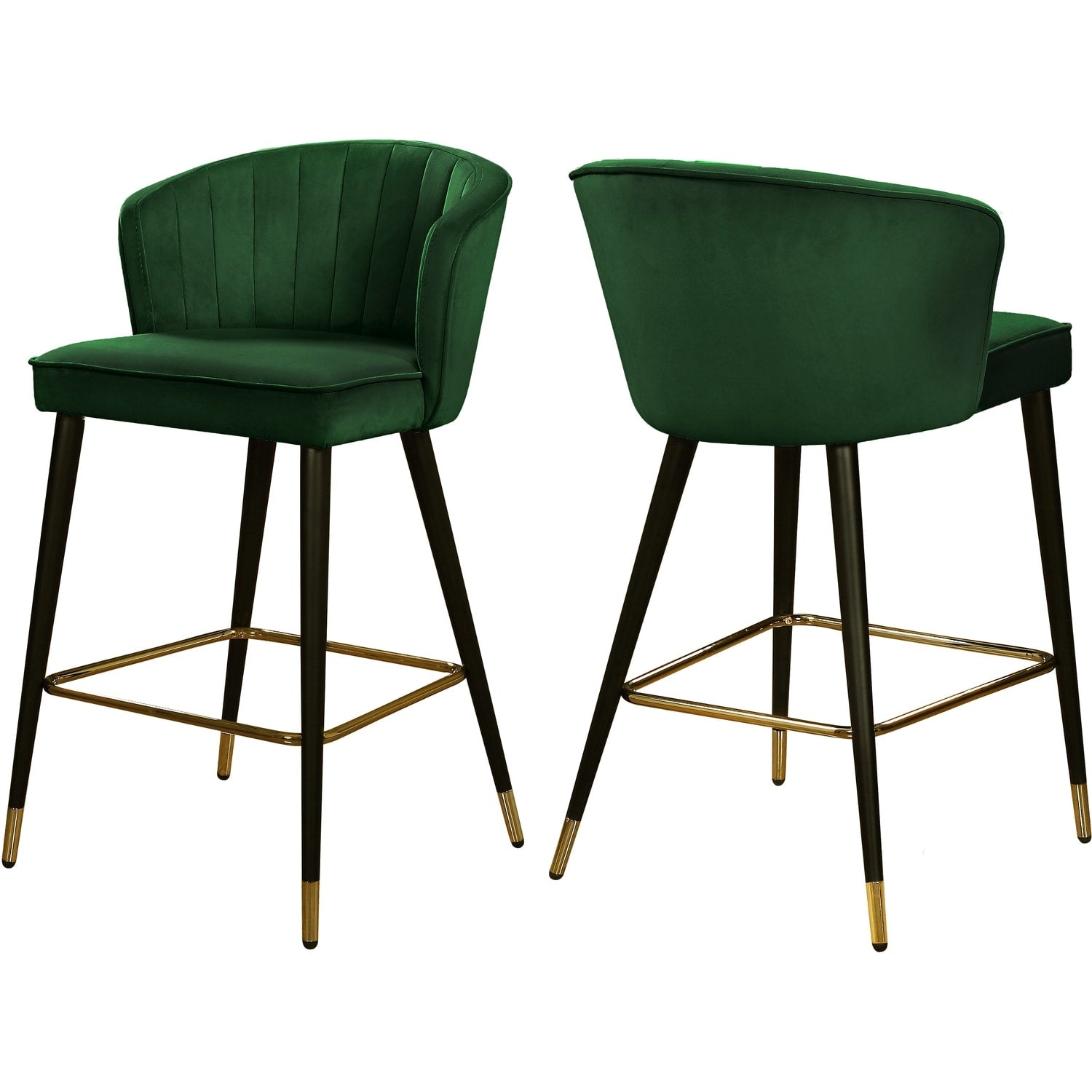 39.5 In.H Green Finish Low Back Metal Frame Barstool Velvet Seat Set Of 2 41